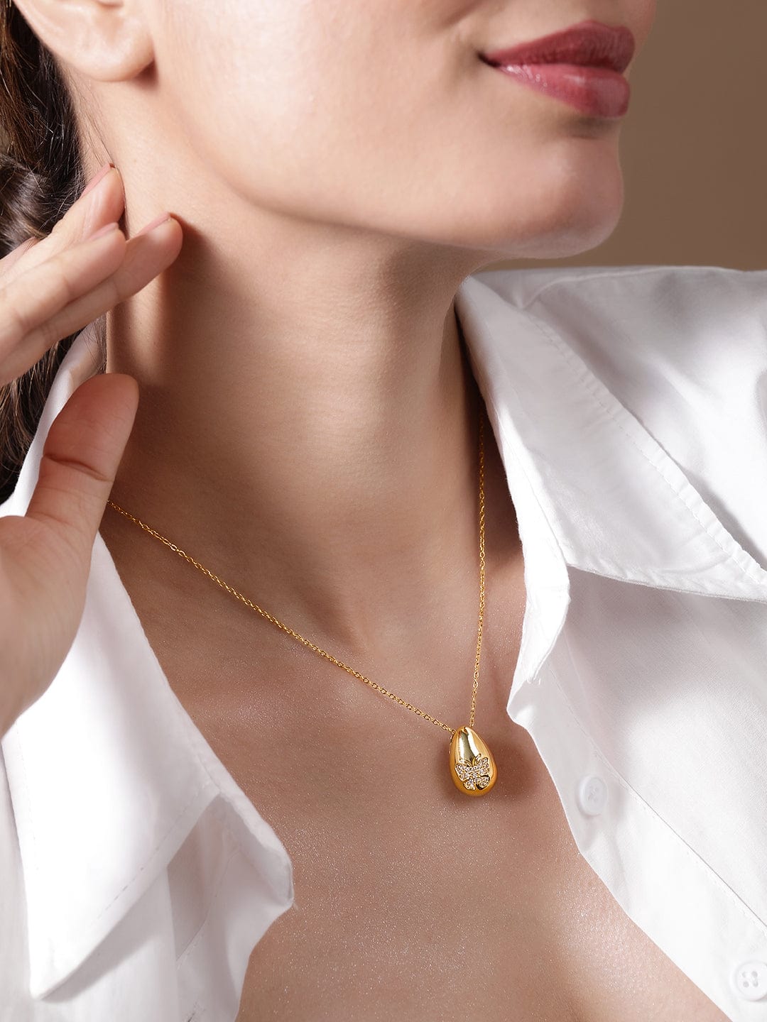 Gold plated tarnish free waterproof tennis Necklace top