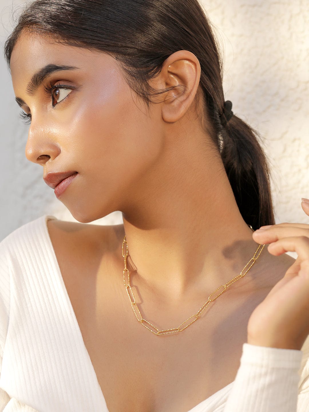 Gold plated tarnish free waterproof tennis Necklace top