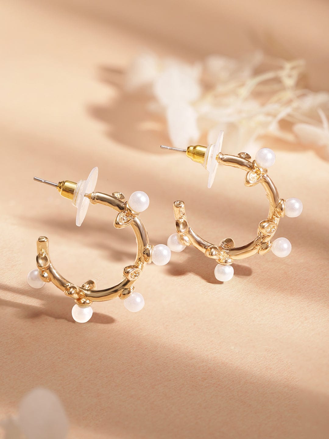Rubans Fashion Accessories Gold-Plated Handcrafted Half Hoop Earrings