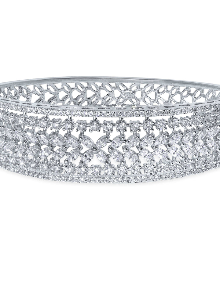 Elegance In Radiance Rhodium Plated Zirconia Studded Bracelet Bangles & Bracelets