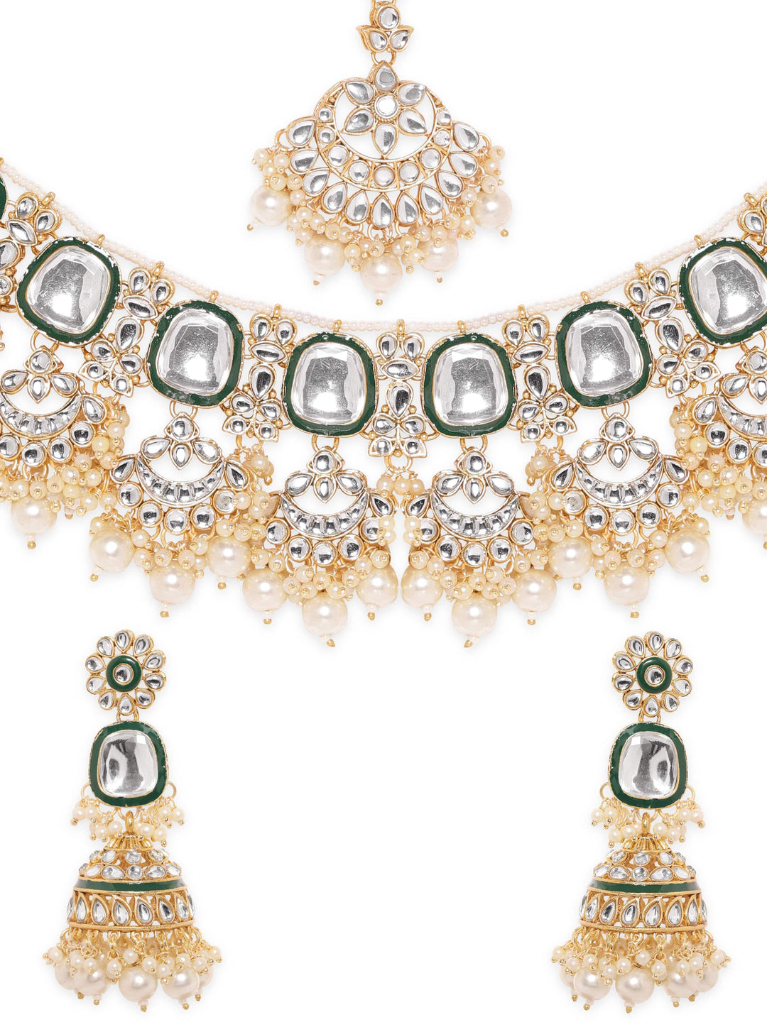 Golden Elegance 22k Gold Plated Kundan and Pearl Jewelry Ensemble Jewellery Sets