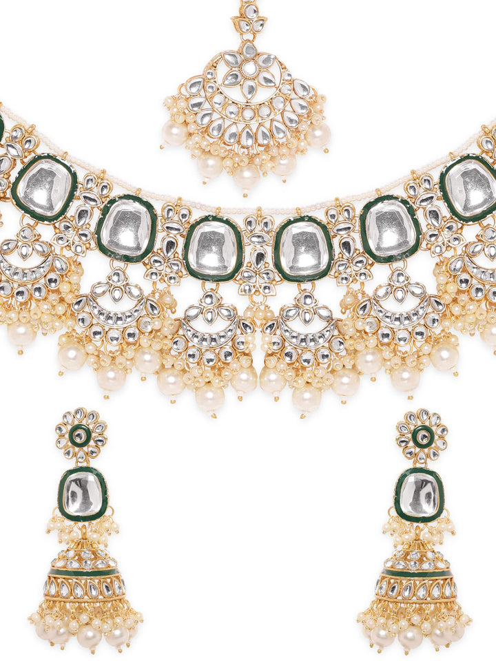 Golden Elegance 22k Gold Plated Kundan and Pearl Jewelry Ensemble Jewellery Sets