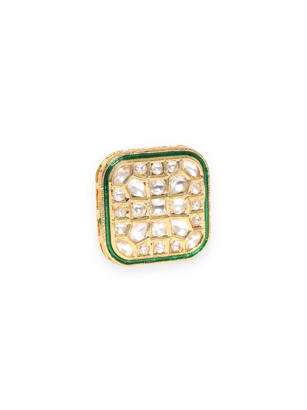 Rubans 22K Gold-Plated Kundan-Studded Adjustable Finger Ring Rings
