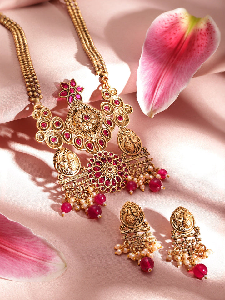 Rubans 22K Gold-Plated Kundan Studded Jewellery Set Jewellery Set