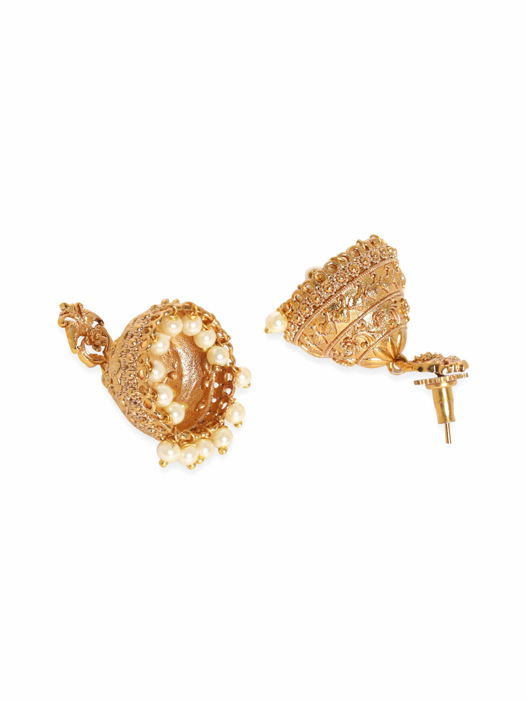 Rubans 22K Gold plated Pearl beaded Handcrafted Jhumka Earrings Earrings