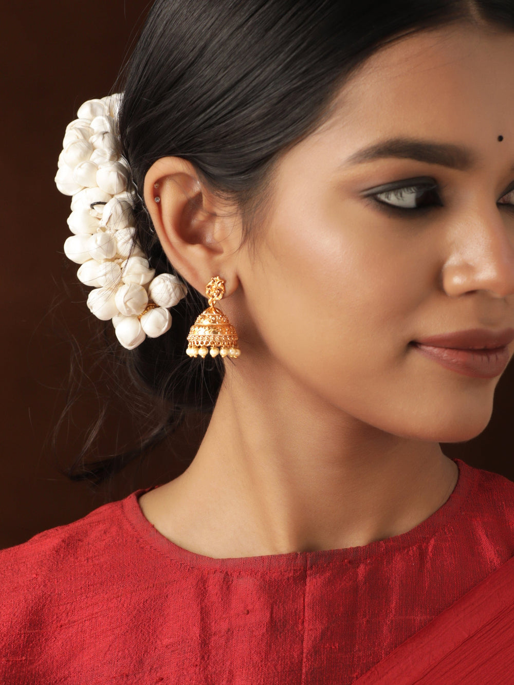 Rubans 22K Gold plated Pearl beaded Handcrafted Jhumka Earrings Earrings