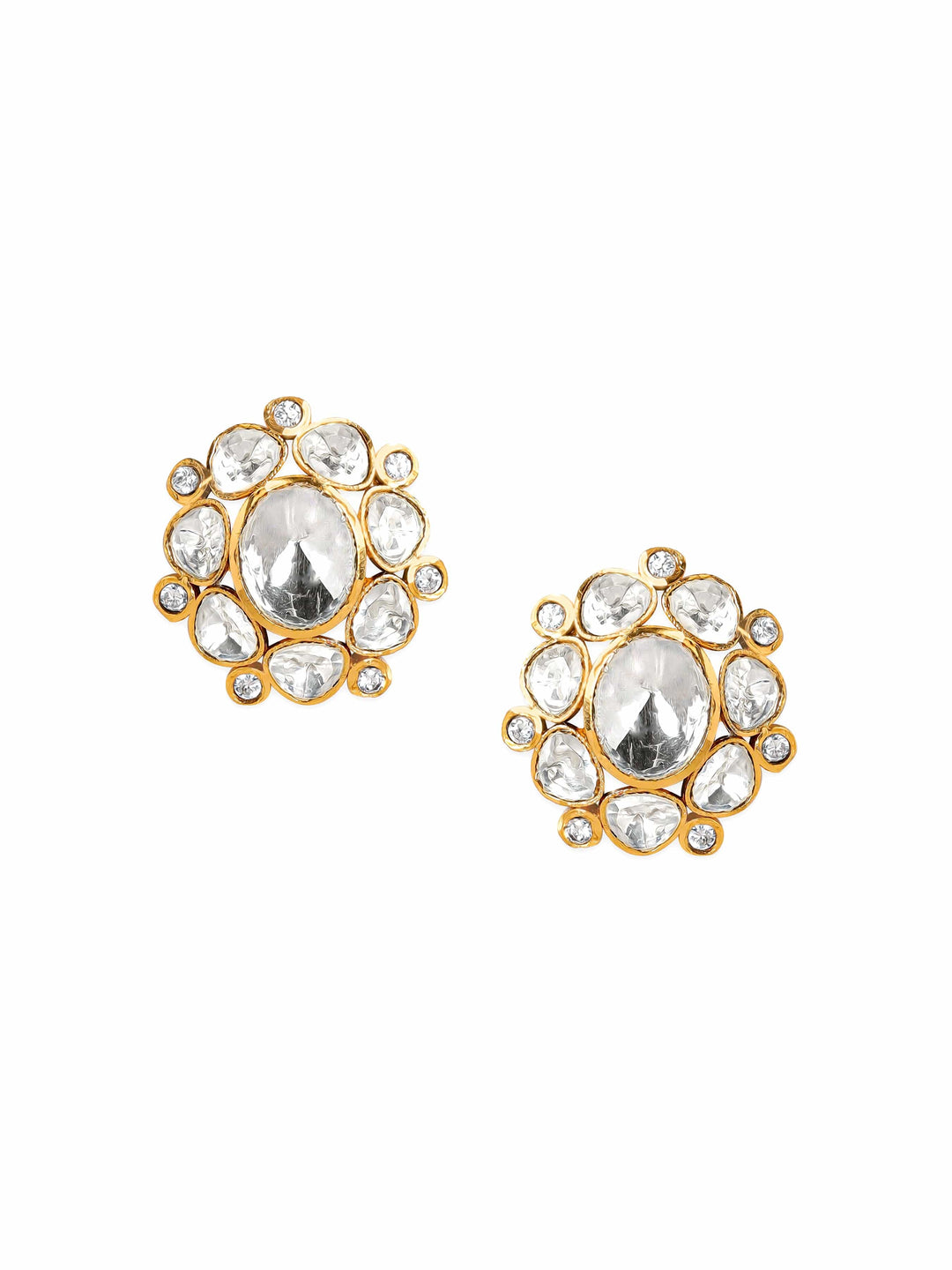 Rubans 22K Gold plated polki studded Luxury Stud Earring Earrings