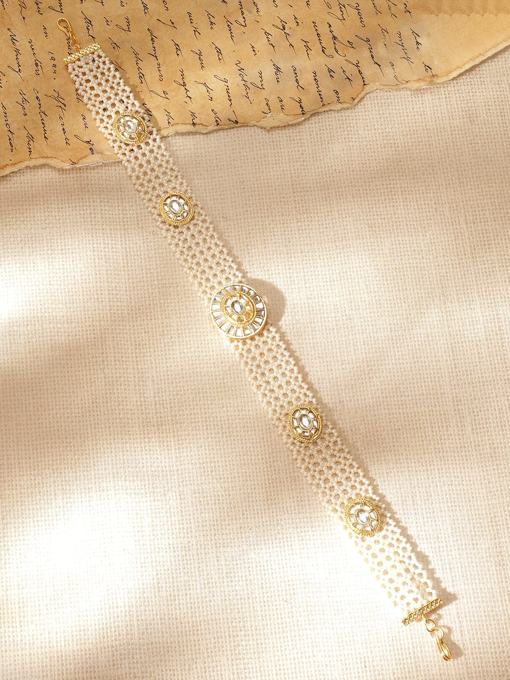Rubans 22KT Gold Plated Kundan Studded Pearl Beaded Sheeshpool Head Jewellery