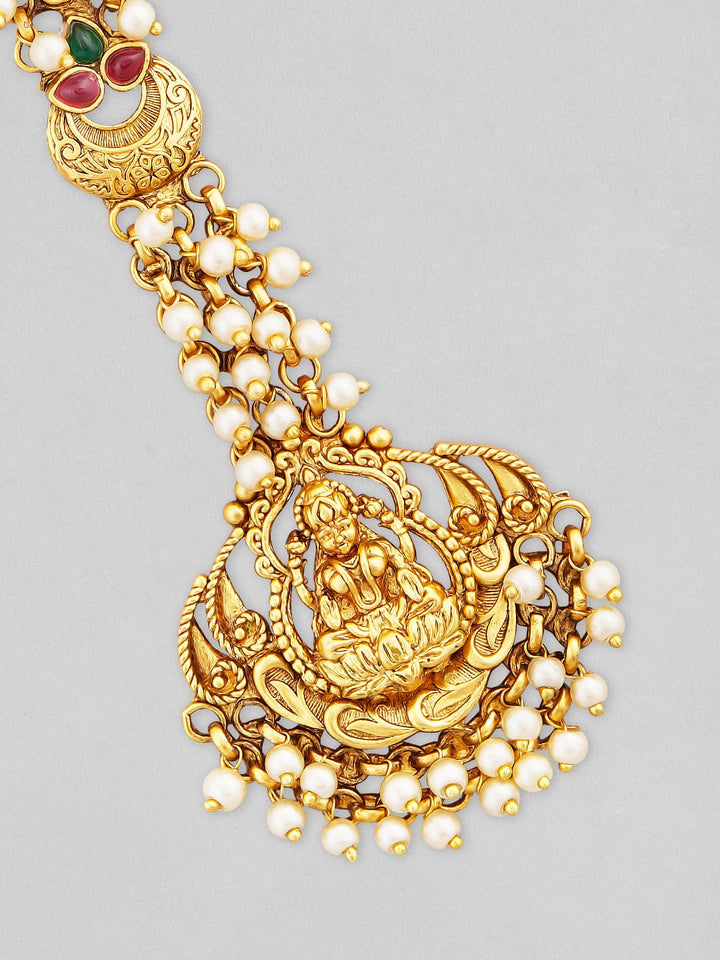 Rubans 24K Gold Plated Temple Mangtikka With Goddess Motif Design Head Jewellery