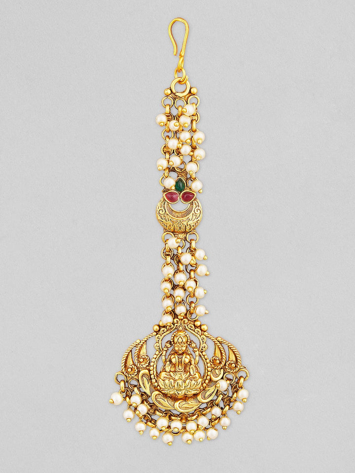 Rubans 24K Gold Plated Temple Mangtikka With Goddess Motif Design Head Jewellery
