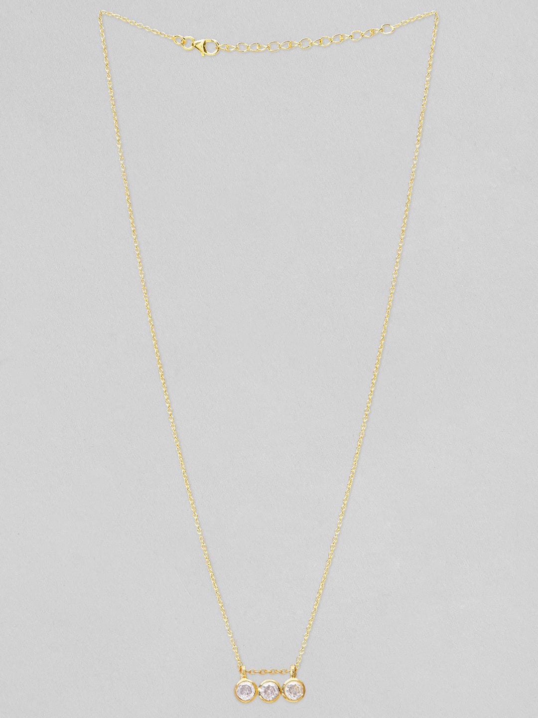 Rubans 925 Silver The Classic Dazling  Zirconia Pendant Necklace. - Gold Plated Chain & Necklaces