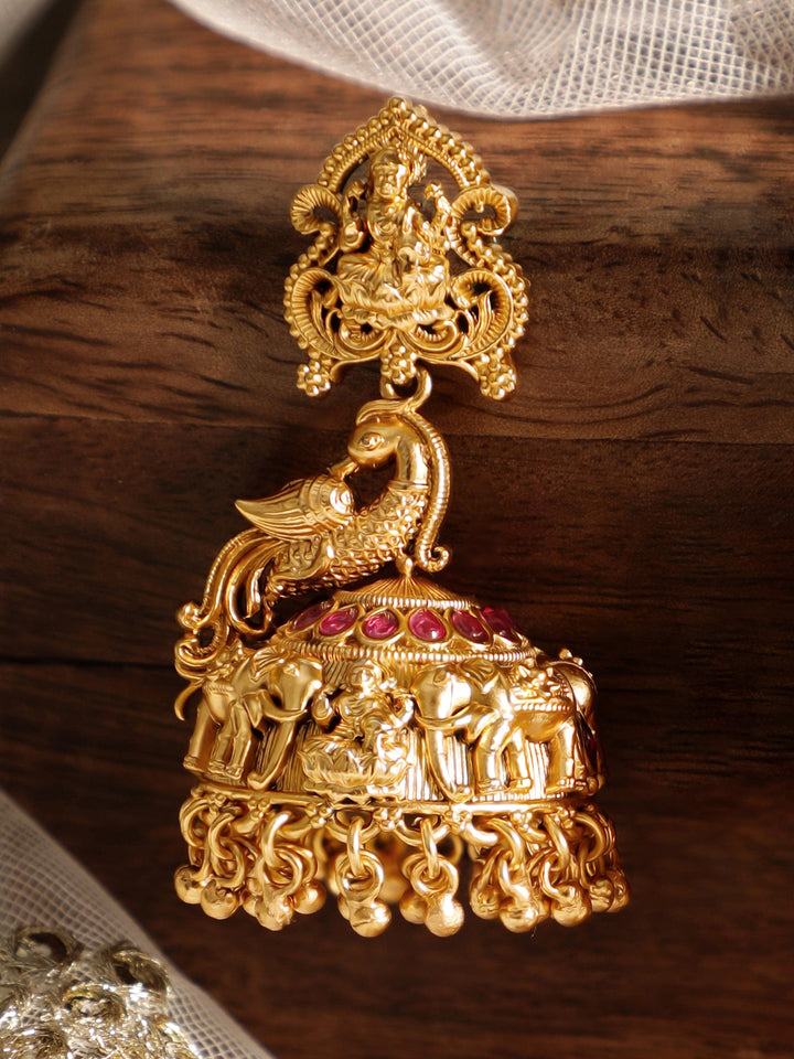 Rubans Divine Grandeur 22k Gold-Plated Temple Jhumka Earrings Earrings