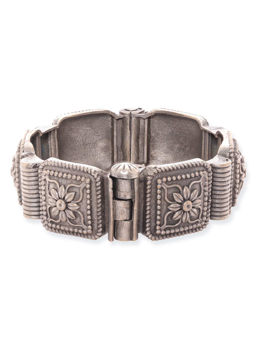 Rubans Floral Whispers Oxidized Silver Plated Kada Bracelet Bangles & Bracelets