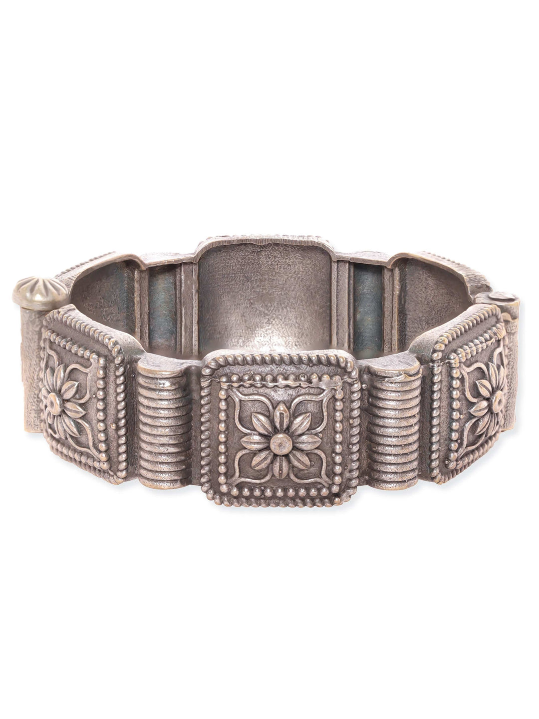 Rubans Floral Whispers Oxidized Silver Plated Kada Bracelet Bangles & Bracelets