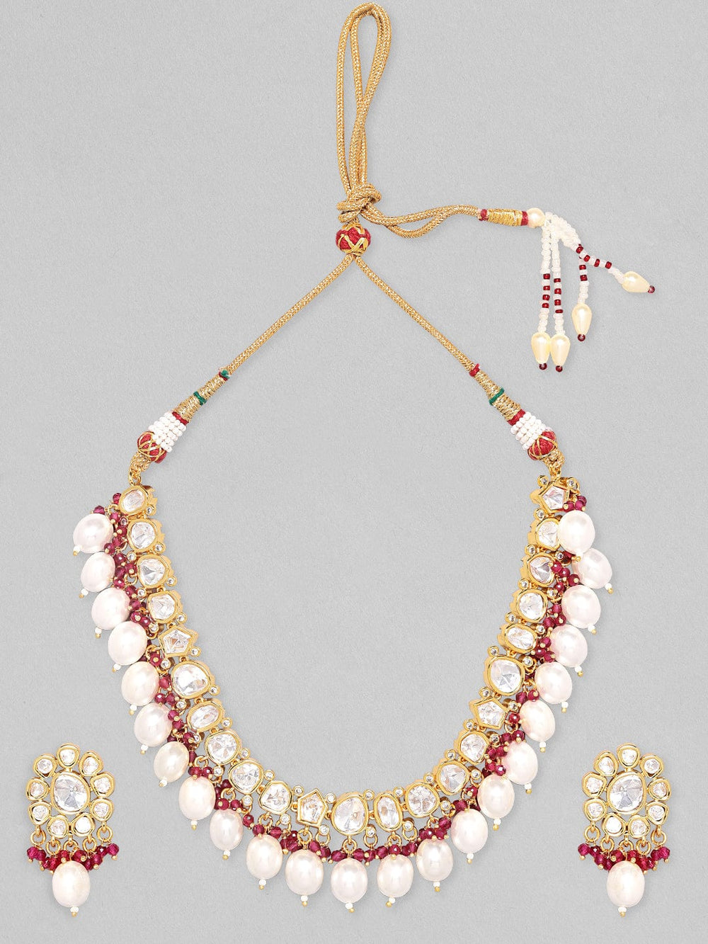 Rubans Kundan Pearl Necklace Set Necklace Set