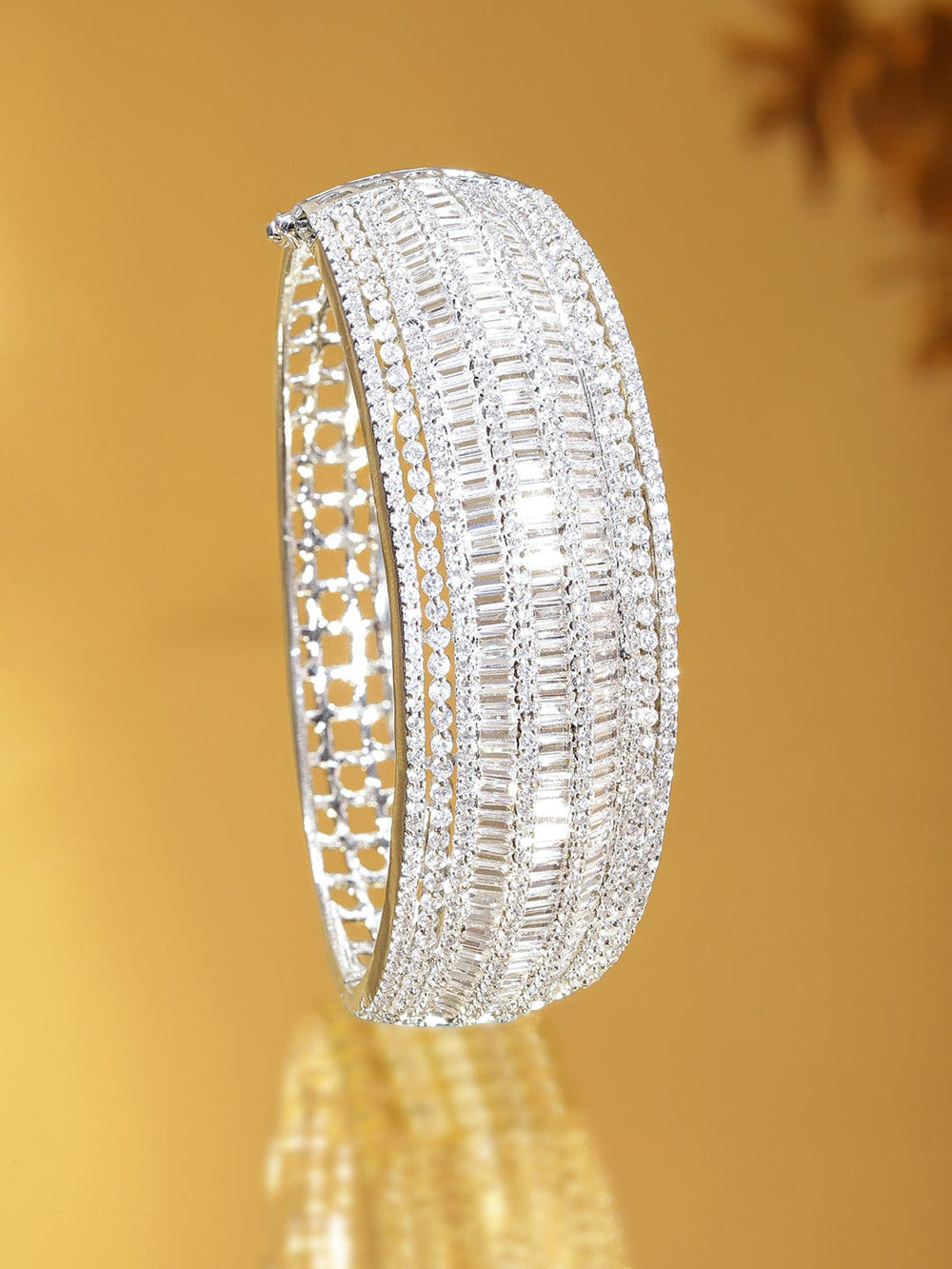 Rubans Rhodium plated Baguette Crystal Zirconia Exquisite Demi - Fine Statement bracelet Bangles & Bracelets