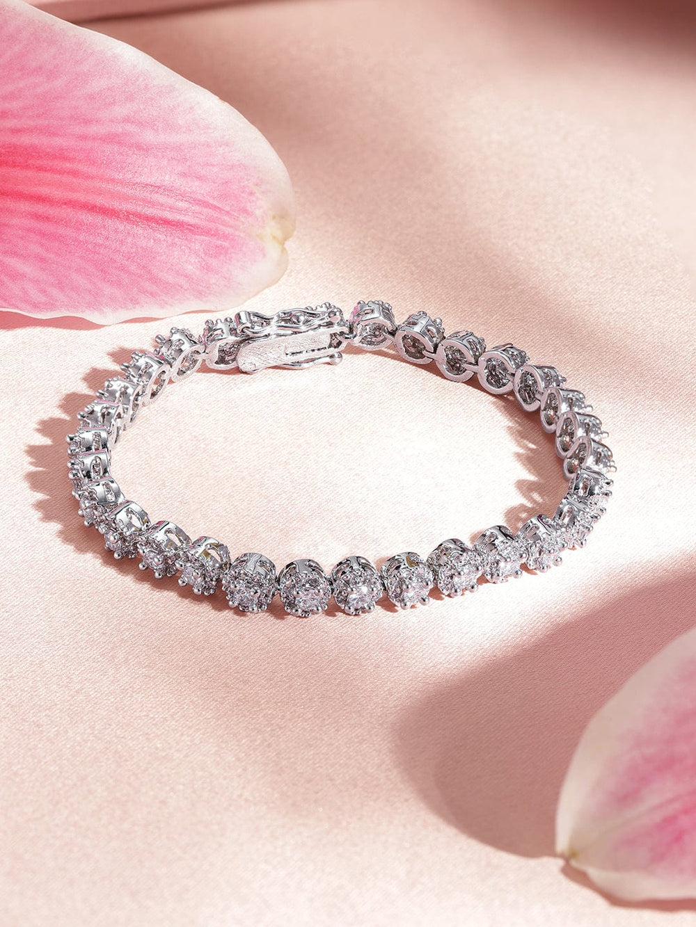 Rubans Rhodium Plated Crystal Zirconia Chic Demi-Fine Tennis Bracelet Bracelet