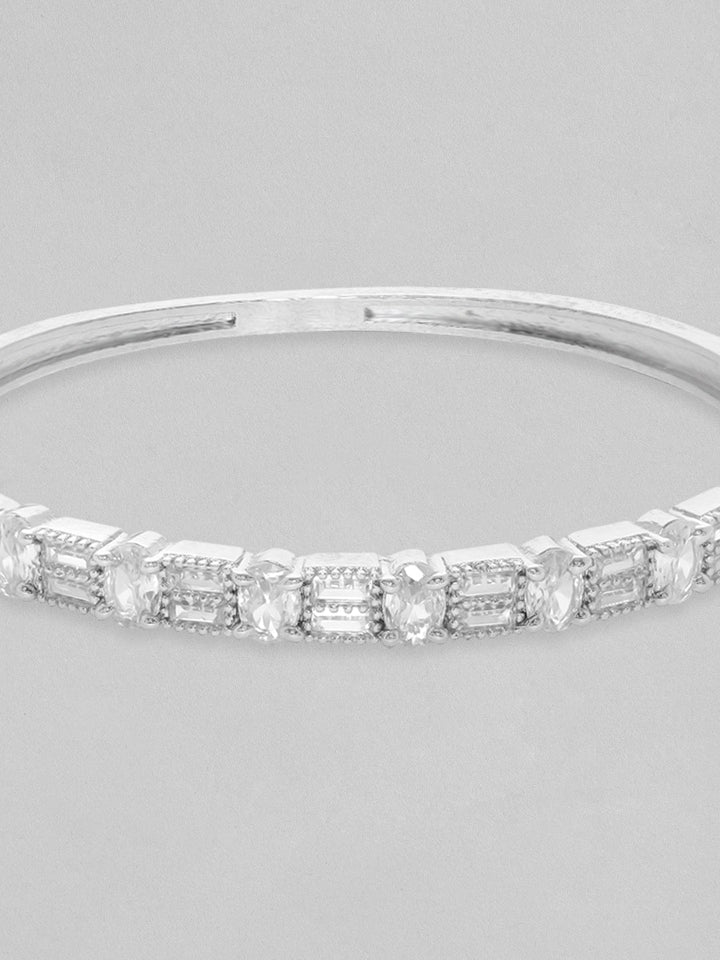 Rubans Rhodium plated crystal zirconia studded minimal bracelet Earrings