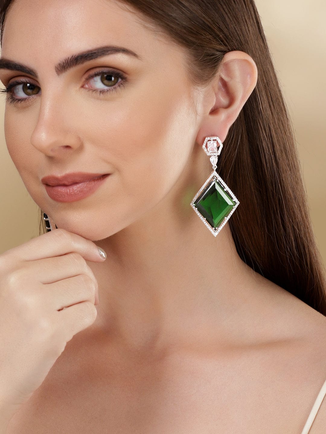 Emerald green sale dangle earrings