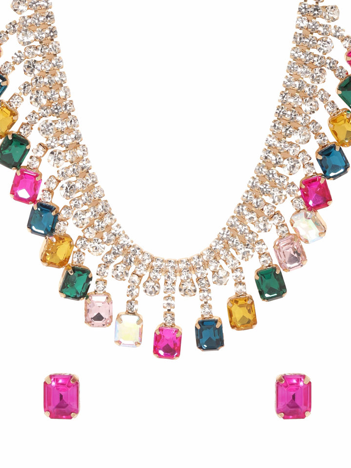 Rubans Rustic Radiance A Multicolored Gemstone Western Necklace Set Jewellery Sets