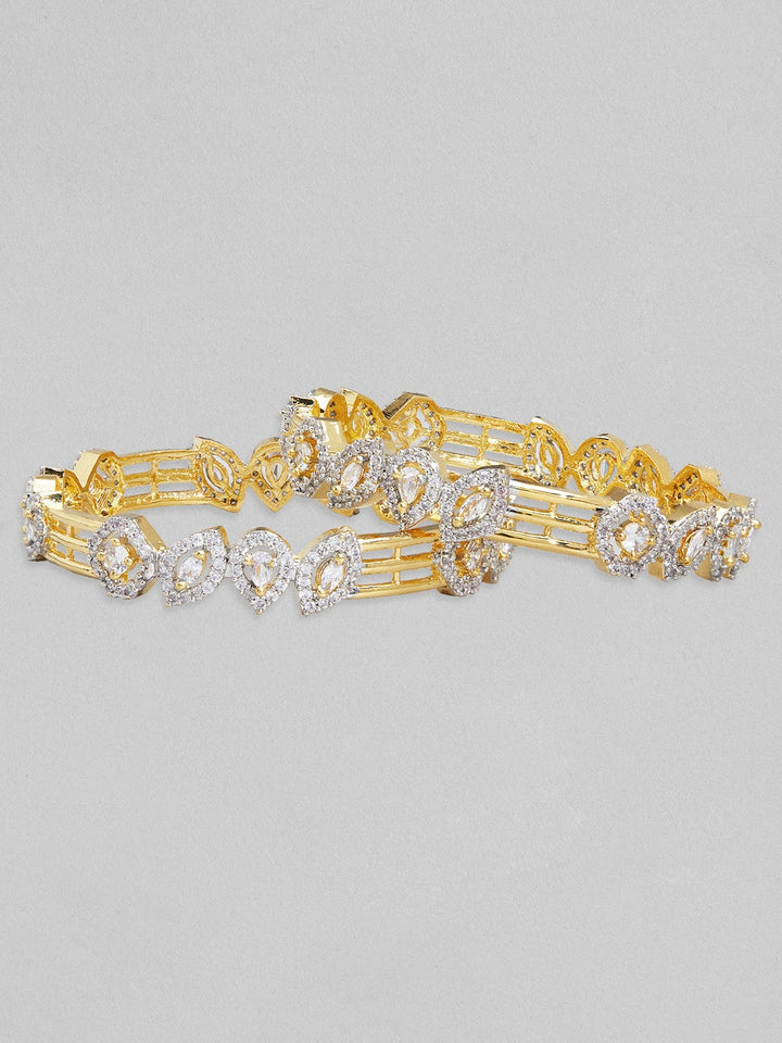 Rubans Set Of 2 Gold Plated AD Studded Bangles Bangles & Bracelets
