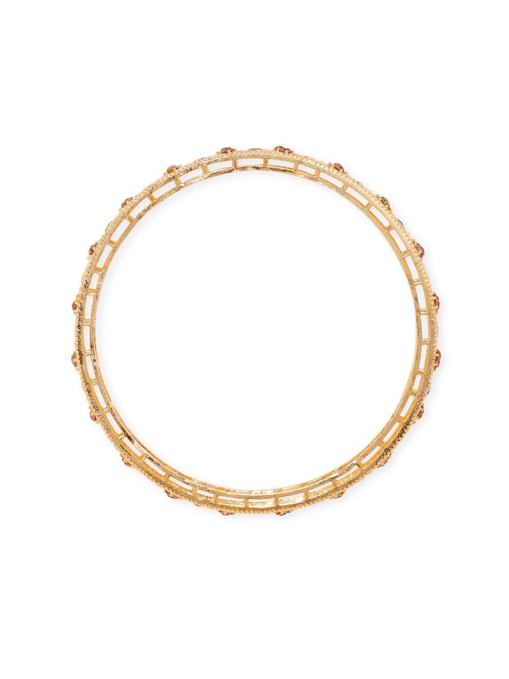 Rubans Set of 4, 22K Gold plated multicolour zirconia filigree detailed bangles  " Bangles & Bracelets