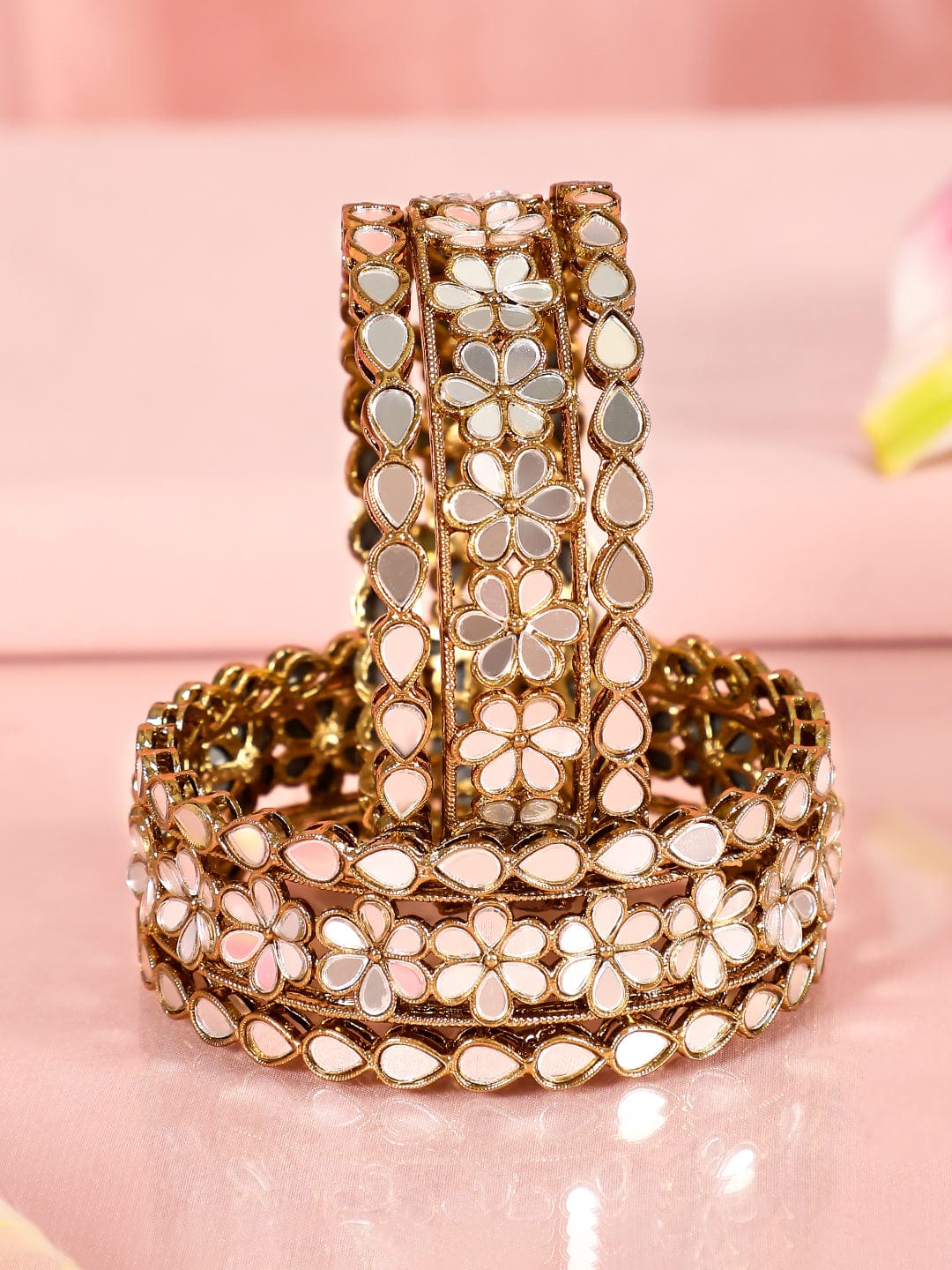 Rubans Set of 22K Gold-Plated Mirror Studded Handcrafted Traditional