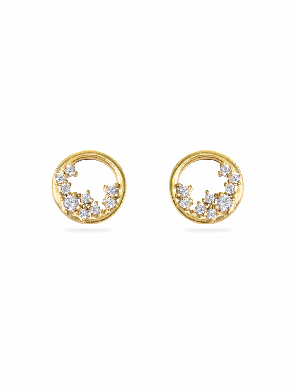Rubans Silver 22k gold plated 325 starling silver zirconia studded contemporary Stud earring Earrings
