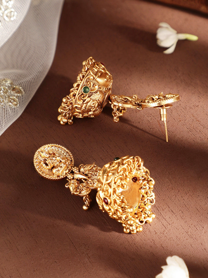 Rubans Spiritual Aura 22k Gold-Plated Divine Temple Jhumka Earrings Earrings