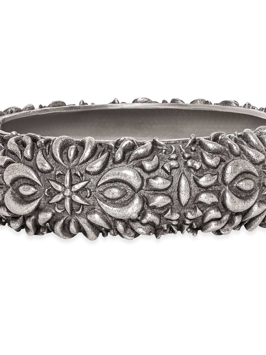 Rubans Vintage Reverie Oxidized Silver Plated Kada Bracelet Bangles & Bracelets