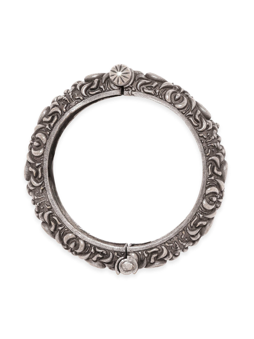 Rubans Vintage Reverie Oxidized Silver Plated Kada Bracelet Bangles & Bracelets