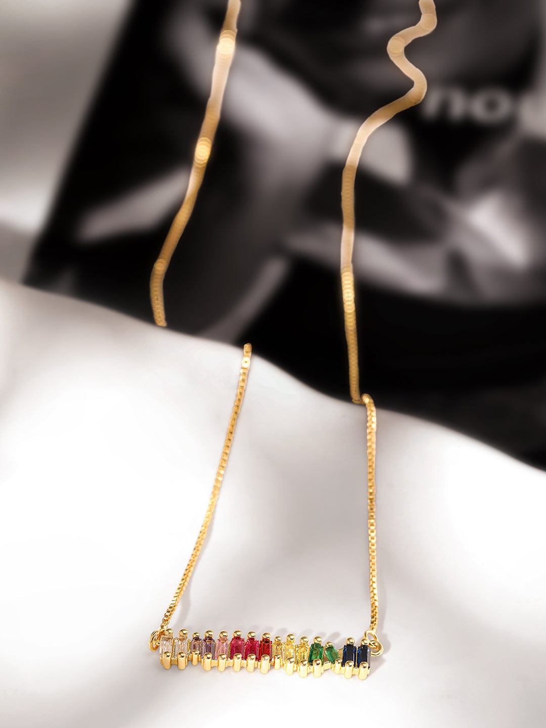 Rubans Voguish 22K Gold Plated Tarnish-free Multicolour zirconia Sleek necklace Necklaces, Chains & necklace