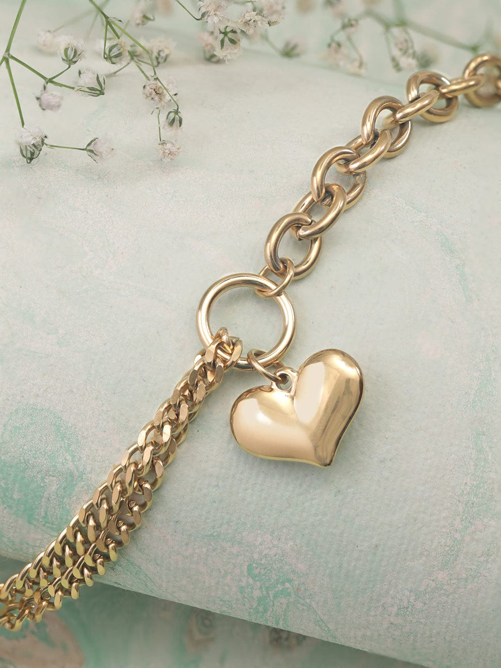 Rubans Voguish Brass 18K Gold-Plated Link Bracelet Bangles & Bracelets
