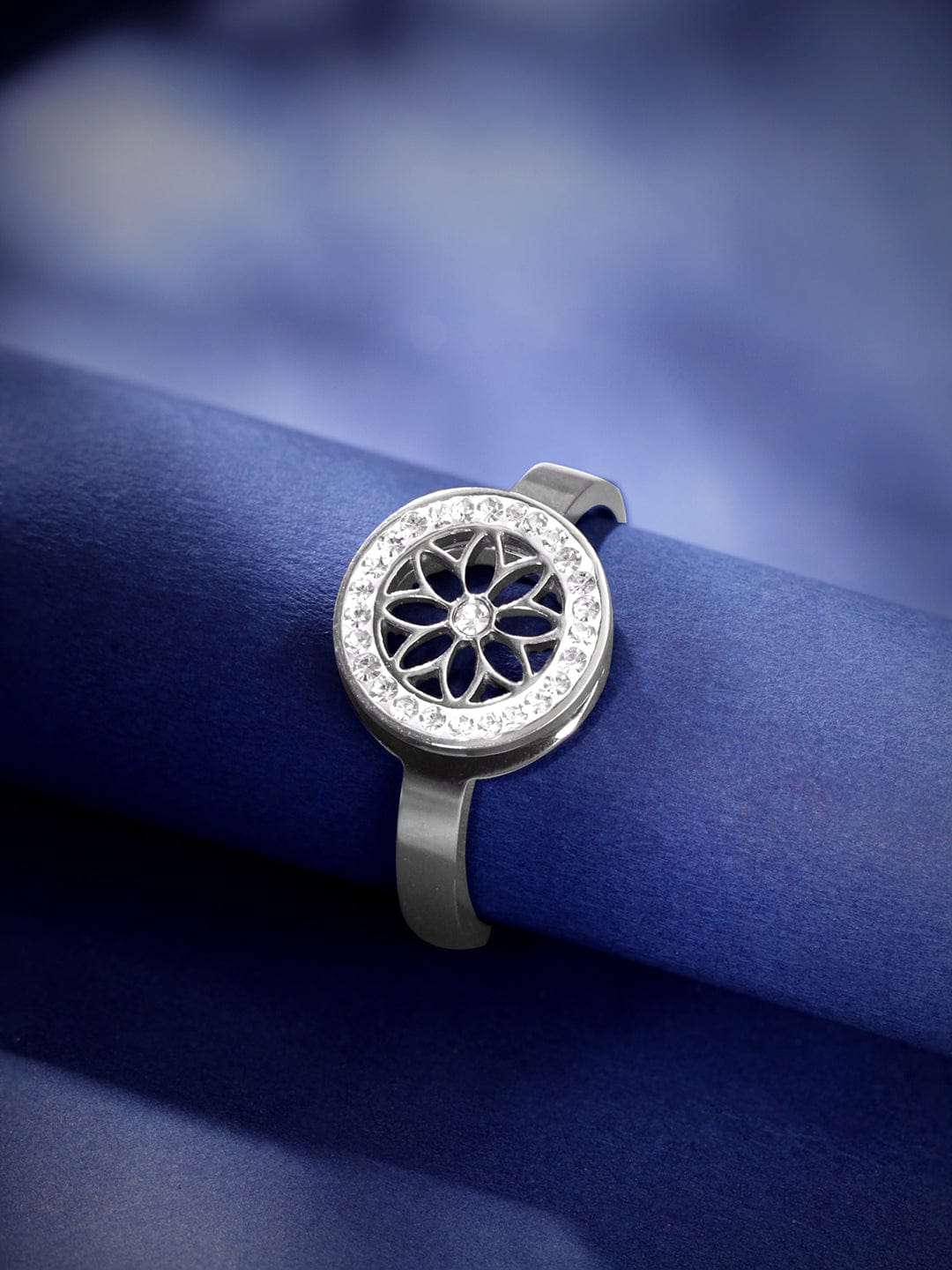 Rubans Voguish Rhodium plated Stainless Steel Waterproof Dazzling Flor