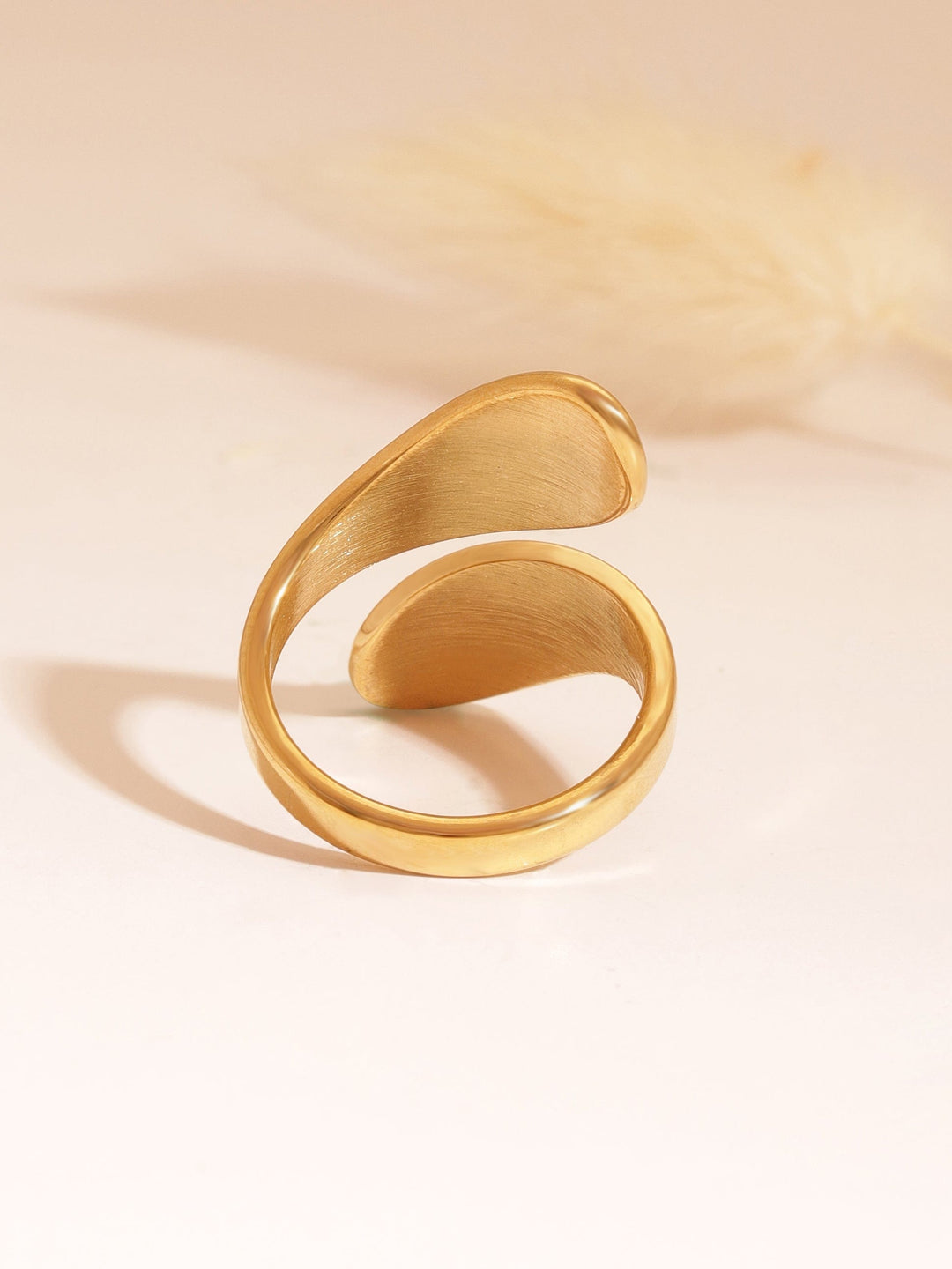 Rubans Voguish Stainless Steel 18 KT Gold Plated , Waterproof, tarnish-free , Cherry Leaf Statement Ring Rings