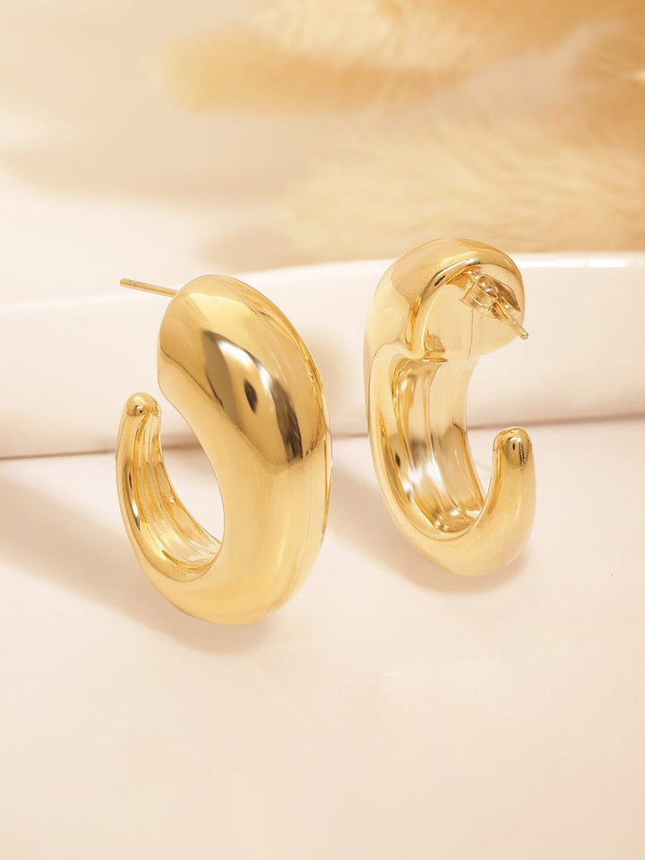 Rubans Voguish Stainless Steel 18 KT Gold Plated, Waterproof tarnish-free Semilunar Classic C Hoop Earrings Earrings