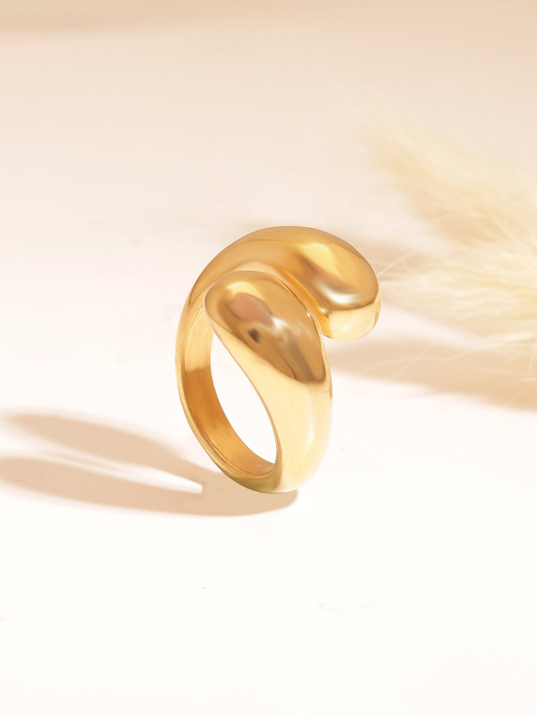 Rubans Voguish Women's 18KT Gold Plated Stainless-Steel Waterproof Tarnish-Free Demi-Fine Finger Ring Rings