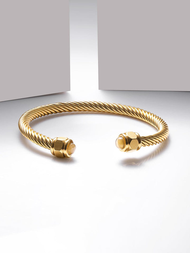 Voguish Men 18KT Gold Plated Stainless Steel Anti Tarnish Water Resistant Demi-Fine Kada Bracelet. Bracelet