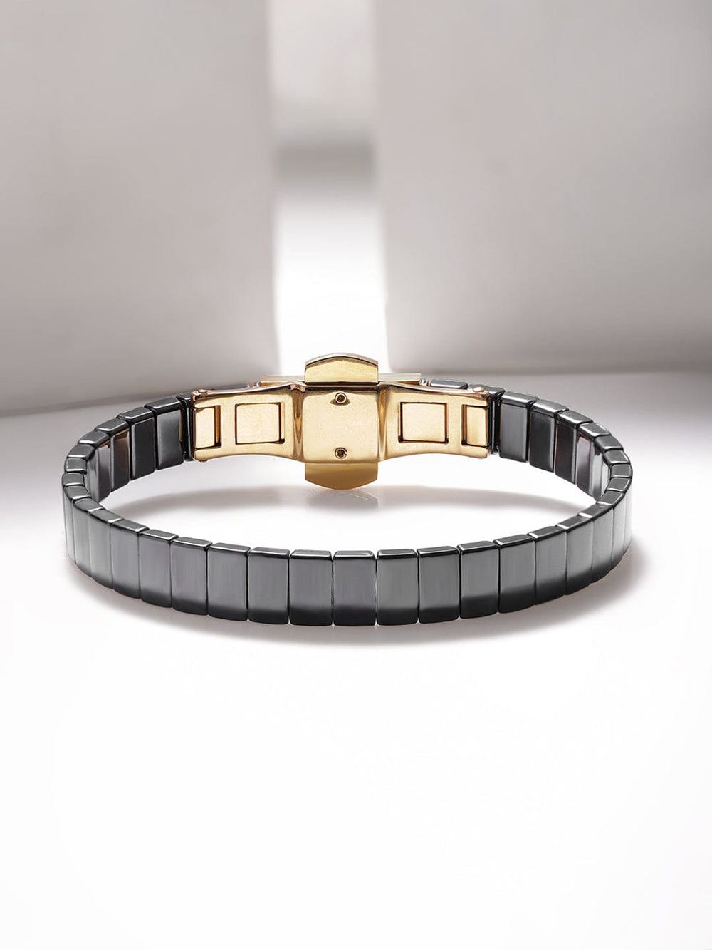 Voguish Men Black and Gold Plated High Quality Adjustable Ceramic Linked Bracelet Bangles & Bracelets