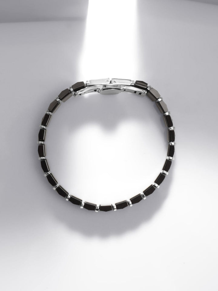 Voguish Men Black and Silver  High Quality Adjustable Ceramic Linked Bracelet Bracelet