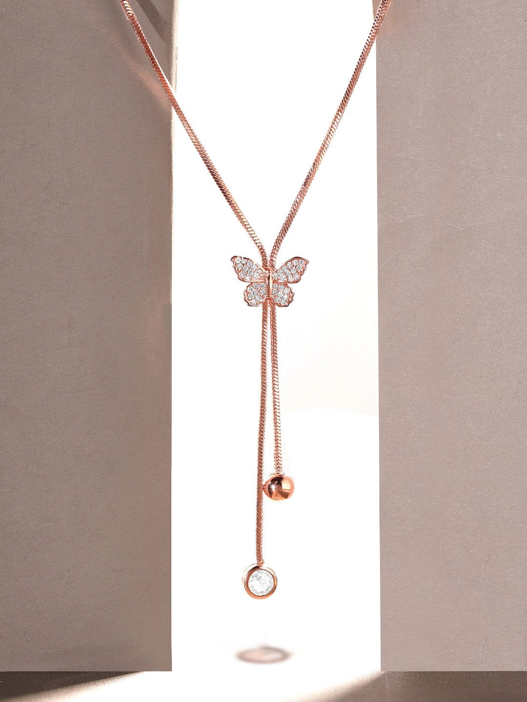 Rubans Rose Gold White Brass Rose Gold-Plated Necklace