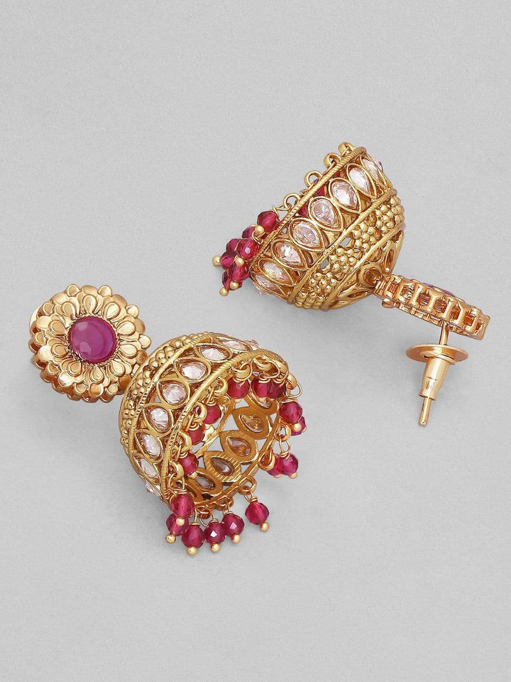 Rubans 22K Gold Plated Handcrafted Filigree Jhumka Earrings Earrings