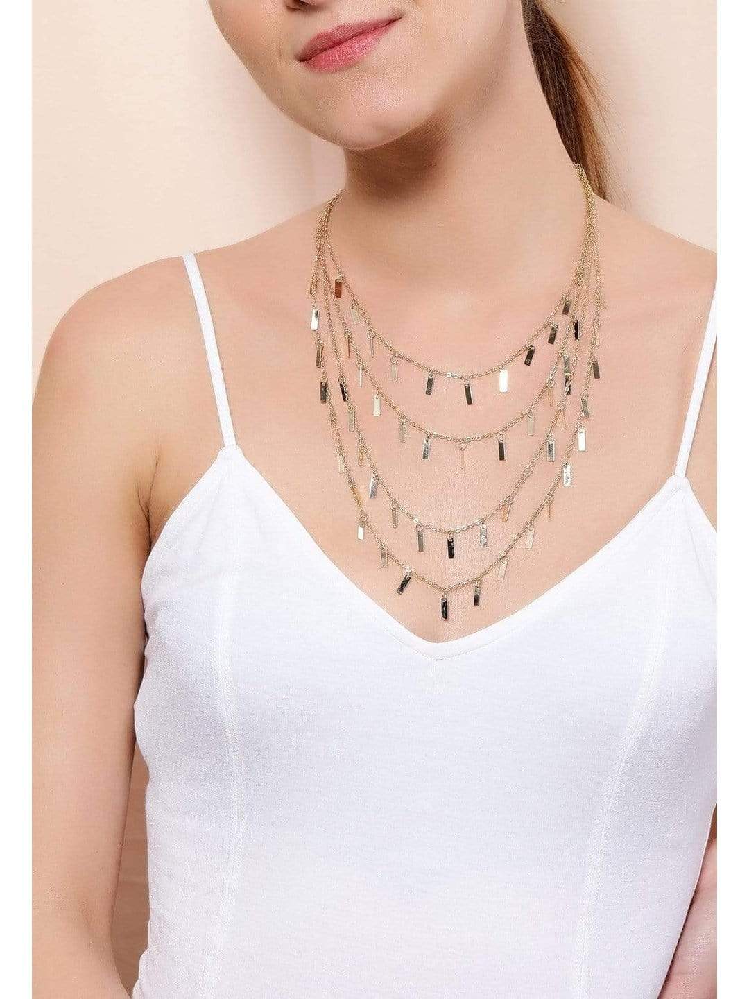 Rubans Gold Plated Multi Layer Necklace - Main Image