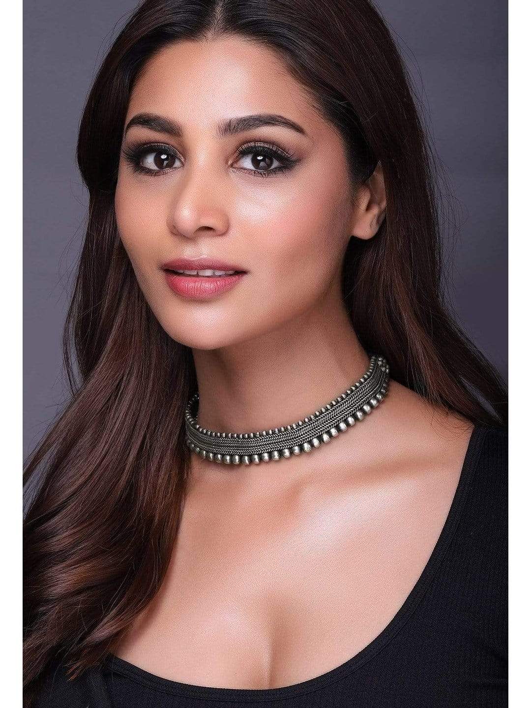 Shop Rubans Oxidised Silver Plated Choker Online at Rubans