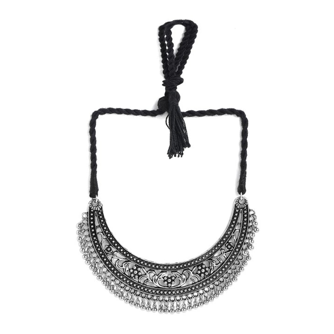 Rubans Oxidised Silver Plated Handcrafted Filligree Necklace