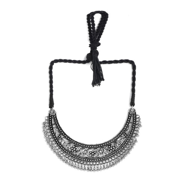 Rubans Oxidised Silver Plated Handcrafted Filligree Necklace