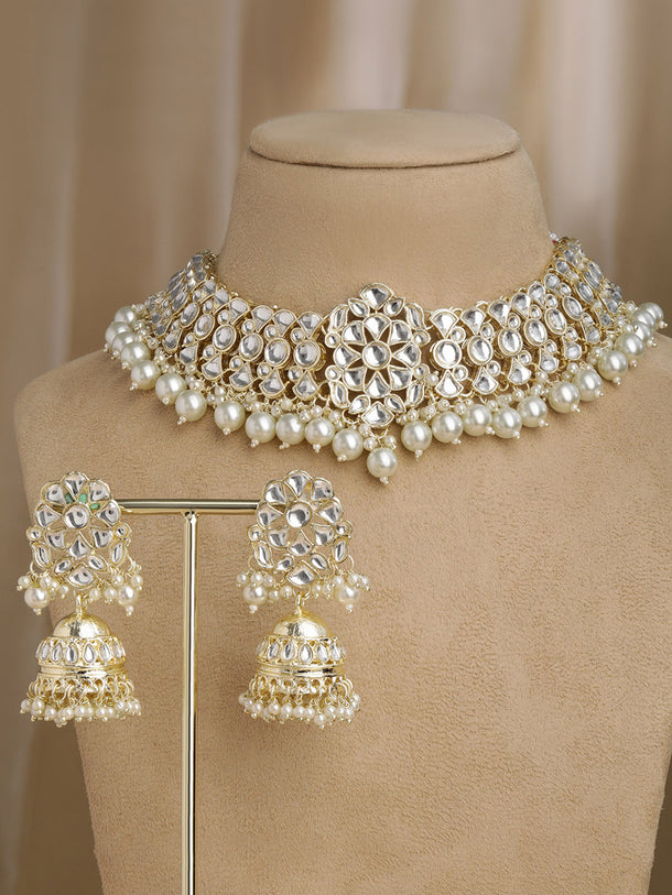Rubans Gold Plated Festive Kundan Necklace Set