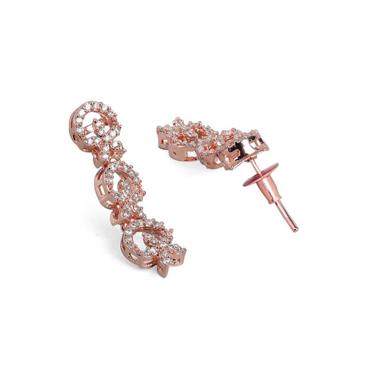 Rubans Contemporary Rose Gold Toned Necklace Set in CZ Stone