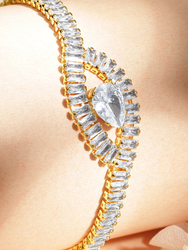 18 KT Gold Plated Baguette Studded Bracelet