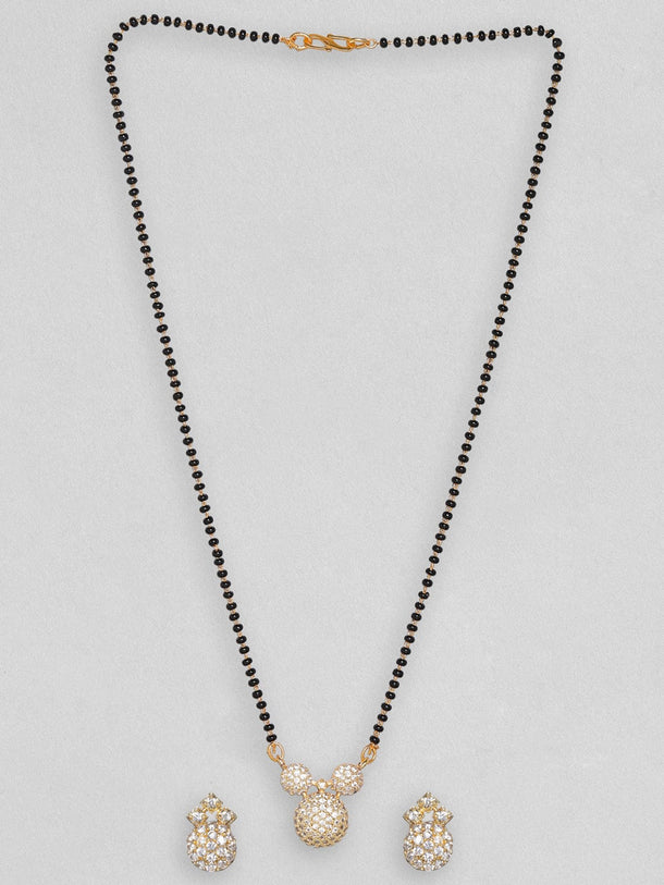 18 KT Gold Plated Zirconia Studded Mangalsutra Necklaces, Necklace Sets, Chains & Mangalsutra